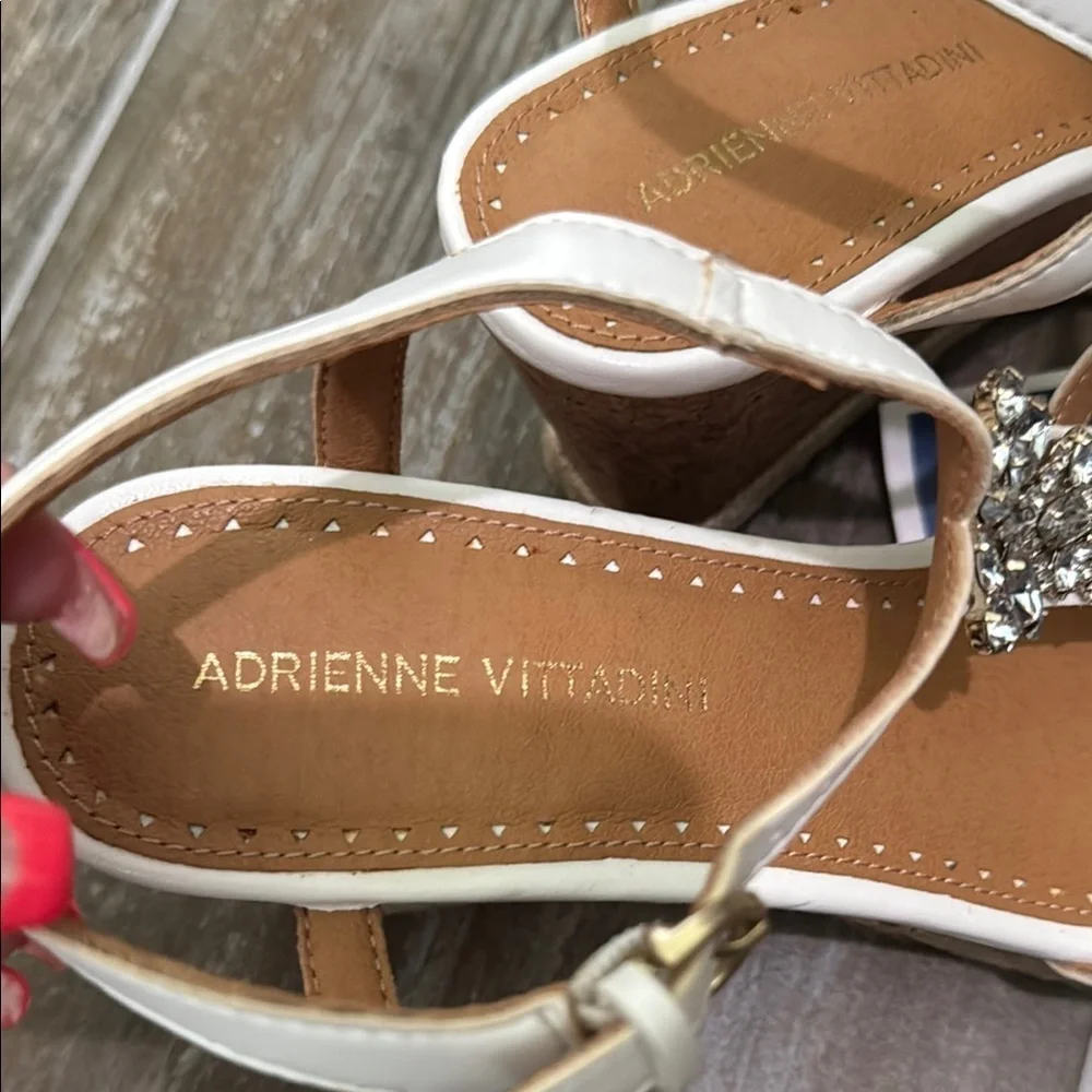 Adrienne Vittadini White and Brown Wedges with Comfort Design